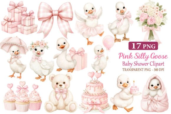 Download Pink Silly Goose Baby Shower Clipart - Baby shower clipart Collection