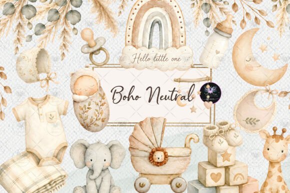 Download Boho Neutral Baby Shower Clipart - Baby shower clipart Collection