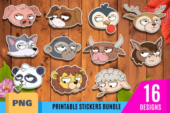 Download Printable Animals Face Stickers, Curious - Printable animals Collection