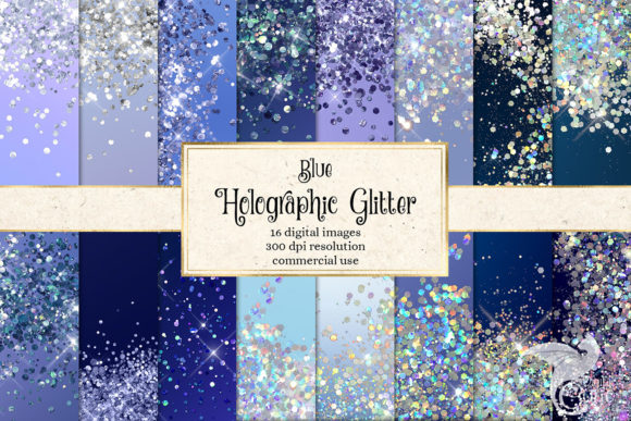 Download Blue Holographic Glitter Digital Paper - Holographic glitter Collection