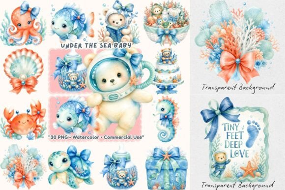 Download Under the Sea Ocean Baby Shower Clipart - Baby shower clipart Collection