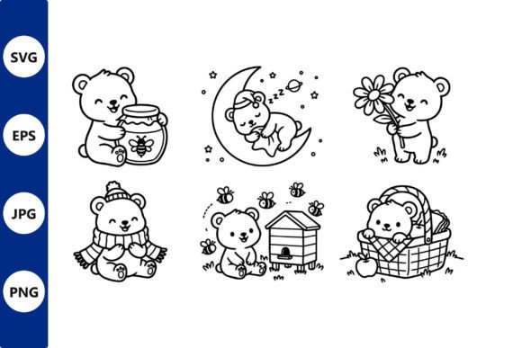 Download Cute Bear Illustrations Honey Jar Moon - Cute bear Collection