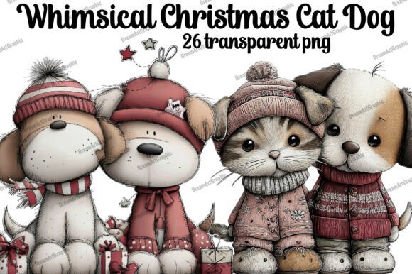 Download Whimsical Christmas Cat Dog Clipart - Cat dog clipart Collection