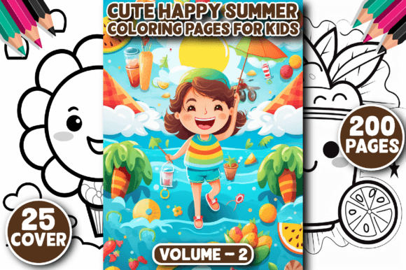 Download 200 Cute Happy Summer Coloring Pages - Premium Bundle