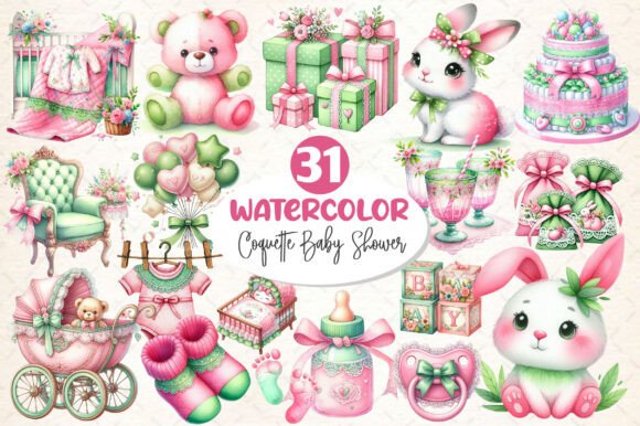 Download Pastel Coquette Baby Shower Clipart - Baby shower clipart Collection