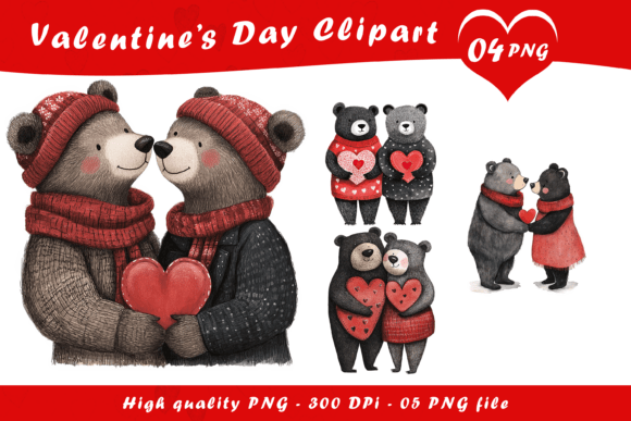 Download Valentine Cute Bear Couple Clipart PNG - Cute bear Collection