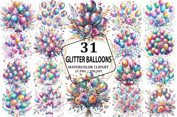 Download Holographic Glitter Balloons Clipart PNG - Holographic glitter Collection