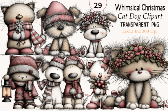 Download Whimsical Christmas Cat Dog Clipart - Cat dog clipart Collection