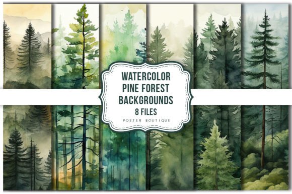 Download Watercolor Pine Forest Backgrounds Pack - Backgrounds Collection